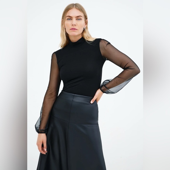 Marcella NYC Tops - Marcella NYC Liv Mock Neck Mesh Top